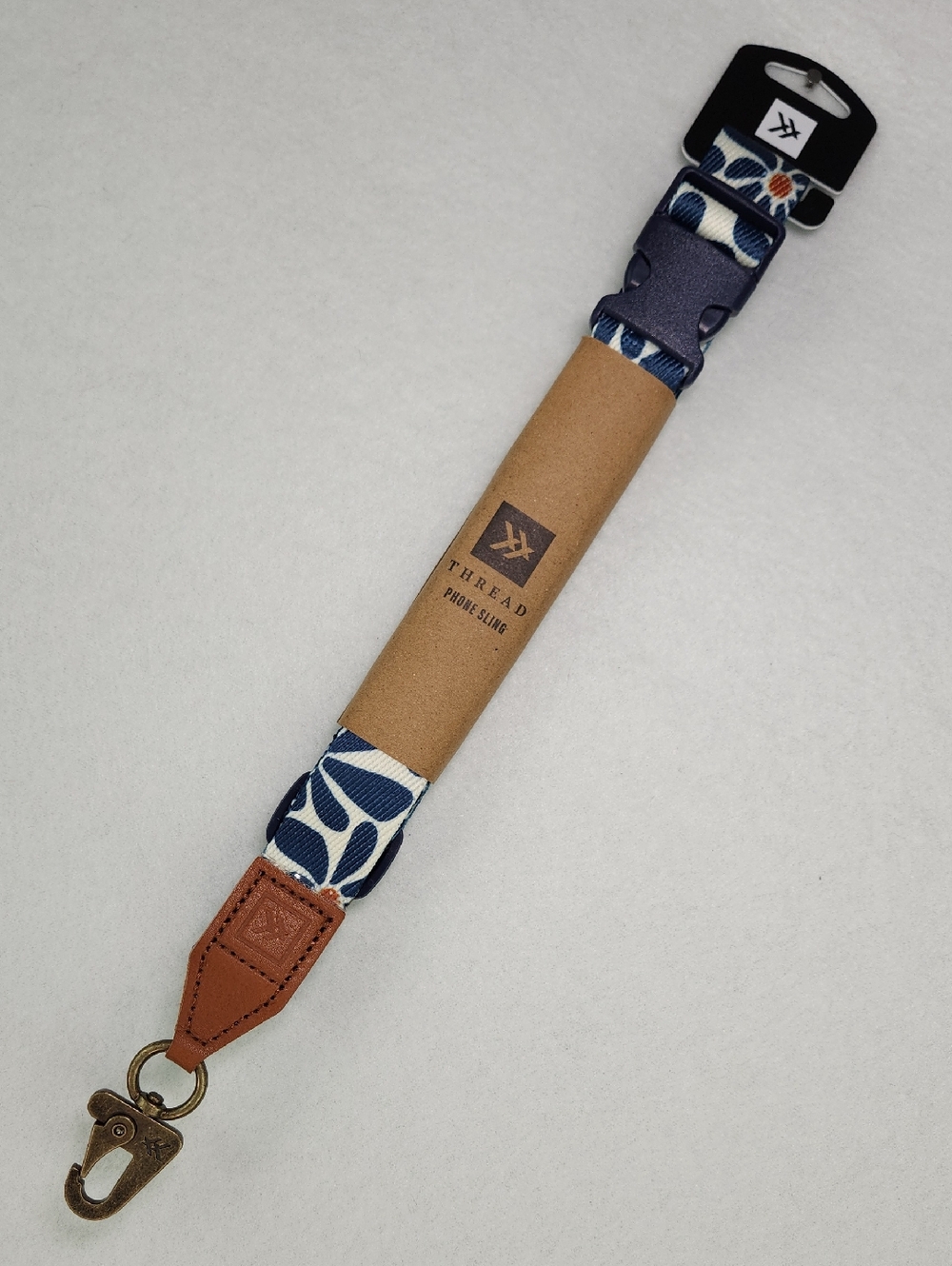 THREAD Phone Sling NWT White With Blue Sunflowers, By THREAD WALLETS